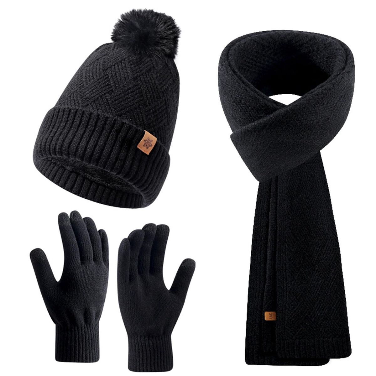 Luxus Winter-Set (Mütze, Schal & Handschuhe)